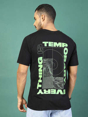 RIGO Typography Men Round Neck Black T-Shirt