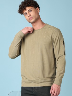 V-MART Solid Men Round Neck Green T-Shirt