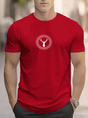 Vmens99 Graphic Print Men Round Neck Maroon T-Shirt