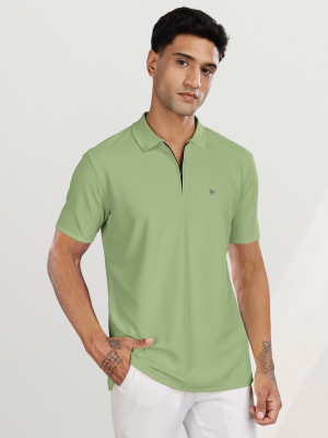 Bullmer Solid Men Polo Neck Reversible Green T-Shirt
