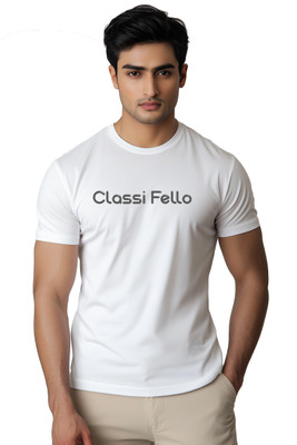 Classifello Graphic Print Men Round Neck White T-Shirt