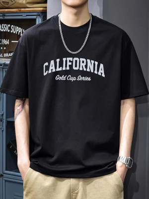 Relva Printed Men Round Neck Black T-Shirt