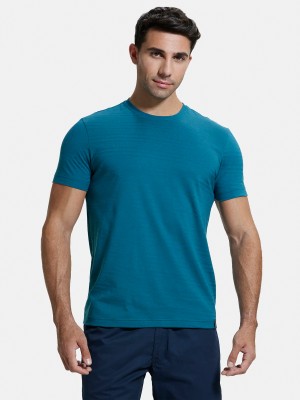 JOCKEY Solid Men Round Neck Blue T-Shirt