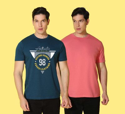 WOOSTRO Typography, Solid Men Round Neck Multicolor T-Shirt