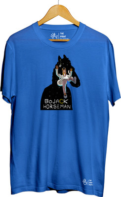 THE PRINT PLATTER Graphic Print Men Round Neck Blue T-Shirt