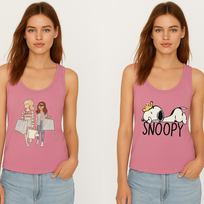 Lipshe Printed Women Round Neck Pink T-Shirt