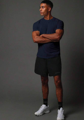 FURRR Solid Men Round Neck Dark Blue T-Shirt