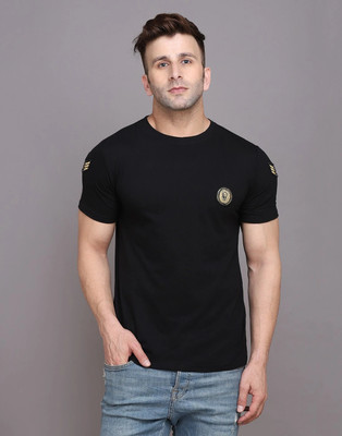 Lawful Casual Printed Men Round Neck Black T-Shirt