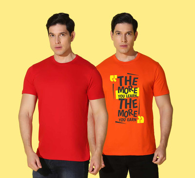 WOOSTRO Solid Men Round Neck Multicolor T-Shirt