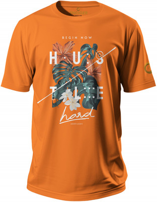 Enciger Printed Men Round Neck Orange T-Shirt