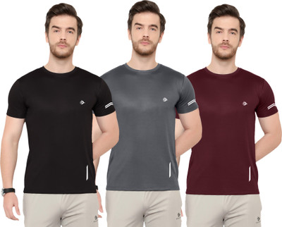 Cruister Solid Men Round Neck Multicolor T-Shirt