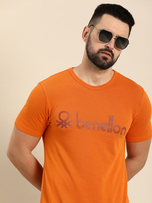 United Colors of Benetton Printed Men Round Neck Black T-Shirt