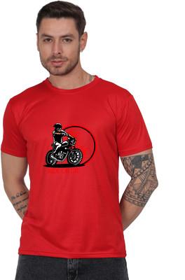 Sparrow sky Graphic Print Men Round Neck Red T-Shirt