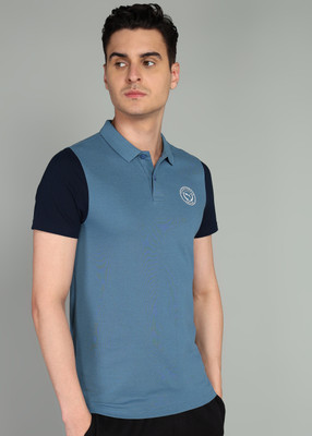 PUMA Colorblock Men Polo Neck Blue T-Shirt