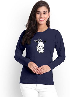 ZentWorld Printed Women Round Neck Navy Blue T-Shirt