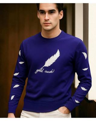 TrendShaper Printed Men Round Neck Navy Blue T-Shirt