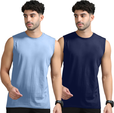 Adorbs Solid Men Round Neck Blue, Light Blue T-Shirt