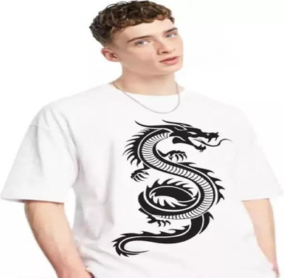 GLITO Printed Men Round Neck White T-Shirt