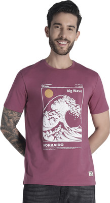 Rare Bond Studios Printed, Graphic Print Men Round Neck Purple T-Shirt