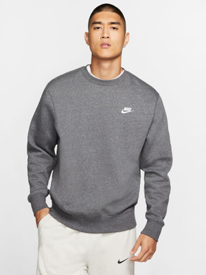 NIKE Solid Men Round Neck Grey T-Shirt
