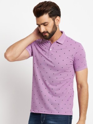 RELANE Printed Men Polo Neck Purple T-Shirt