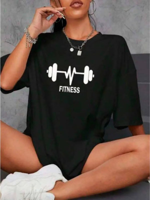 AKIRADVISORY Printed Women Round Neck Black T-Shirt