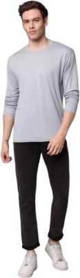 R ROCKIN TEES Solid Men Round Neck Grey T-Shirt