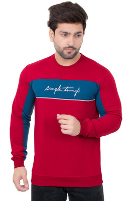 CODE-9 Typography Men Round Neck Maroon T-Shirt