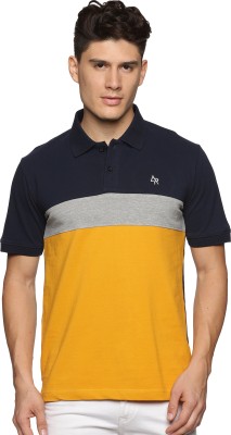 ADRO Colorblock Men Polo Neck Yellow T-Shirt