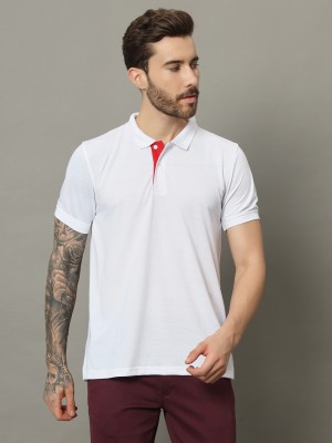 METRONAUT Solid Men Polo Neck White T-Shirt