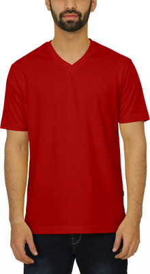CELSIUS Solid Men V Neck Maroon T-Shirt