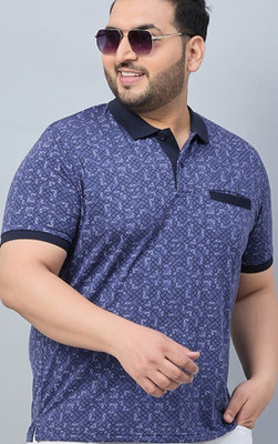 Austivo Printed Men Polo Neck Blue T-Shirt