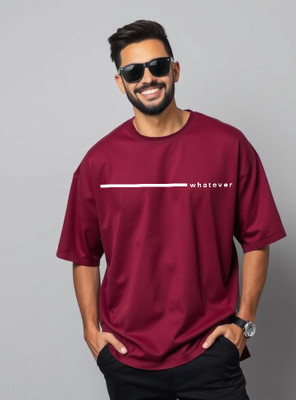 UrGear Printed Men Round Neck Maroon T-Shirt