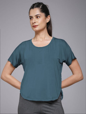 Sk enterprise Solid Women Round Neck Reversible Green T-Shirt