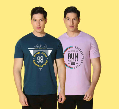 WOOSTRO Printed Men Round Neck Multicolor T-Shirt
