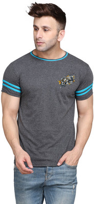 GEUM Graphic Print Men Round Neck Grey T-Shirt