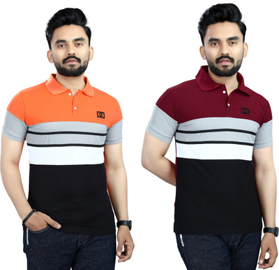 USPN Colorblock, Printed Men Polo Neck Multicolor T-Shirt