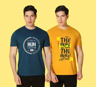 WOOSTRO Printed Men Round Neck Multicolor T-Shirt