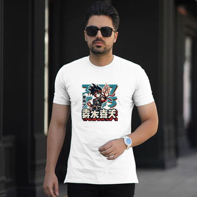 Binayak Printed Men Round Neck White T-Shirt