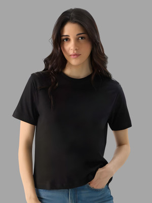 Moda Rapido Graphic Print Women Round Neck Black T-Shirt