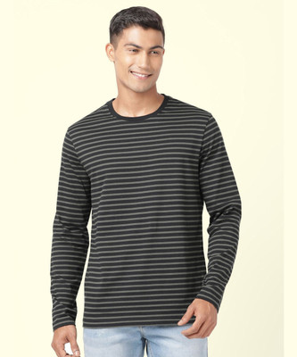 JOCKEY Striped Men Round Neck Black T-Shirt
