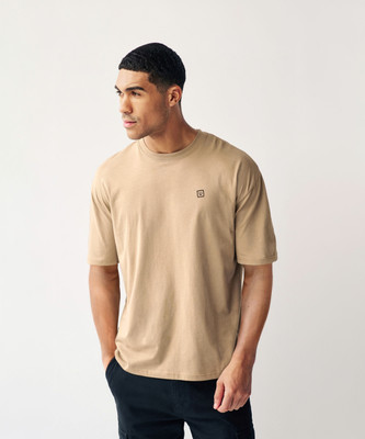 Urbano Fashion Solid Men Round Neck Brown T-Shirt