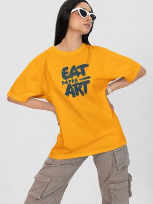 Moda Rapido Printed Women Round Neck Yellow T-Shirt
