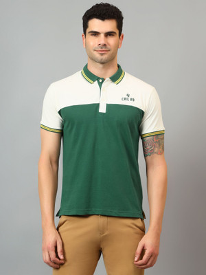 CANTABIL Colorblock Men Polo Neck Green T-Shirt