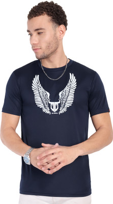 Go Devil Printed Men Round Neck Dark Blue T-Shirt