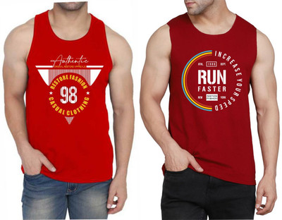 WOOSTRO Printed Men Scoop Neck Red, Maroon T-Shirt