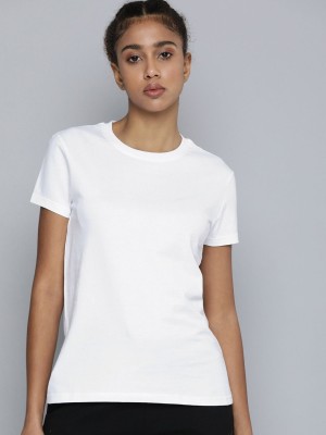 HRX by Hrithik Roshan Printed Women Round Neck White T-Shirt