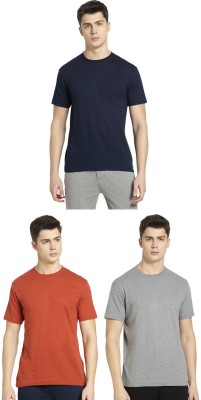 JOCKEY Solid Men Round Neck Orange, Grey, Dark Blue T-Shirt