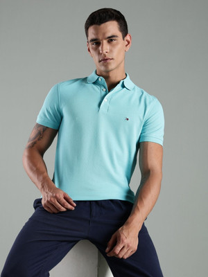 TOMMY HILFIGER Solid Men Polo Neck Dark Blue T-Shirt