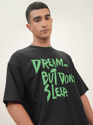 HIGHLANDER Printed Men Round Neck Black T-Shirt